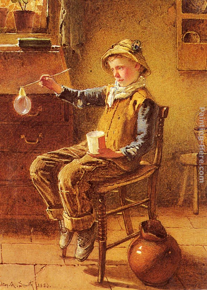 Blowing Bubbles painting - Carlton Alfred Smith Blowing Bubbles art painting